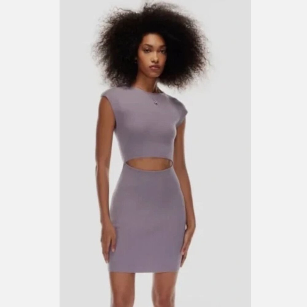 NEW Wilfred Aritzia Rib Knit Bodycon Mini Sweater Dress w/ Waist Cut Out